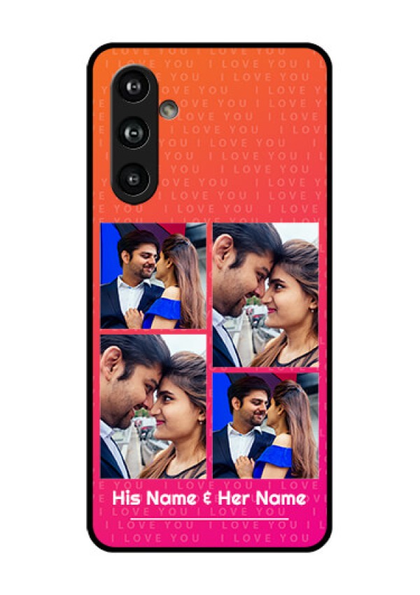 Samsung Galaxy F54 5G Custom Glass Phone Case - I Love You Pink Design