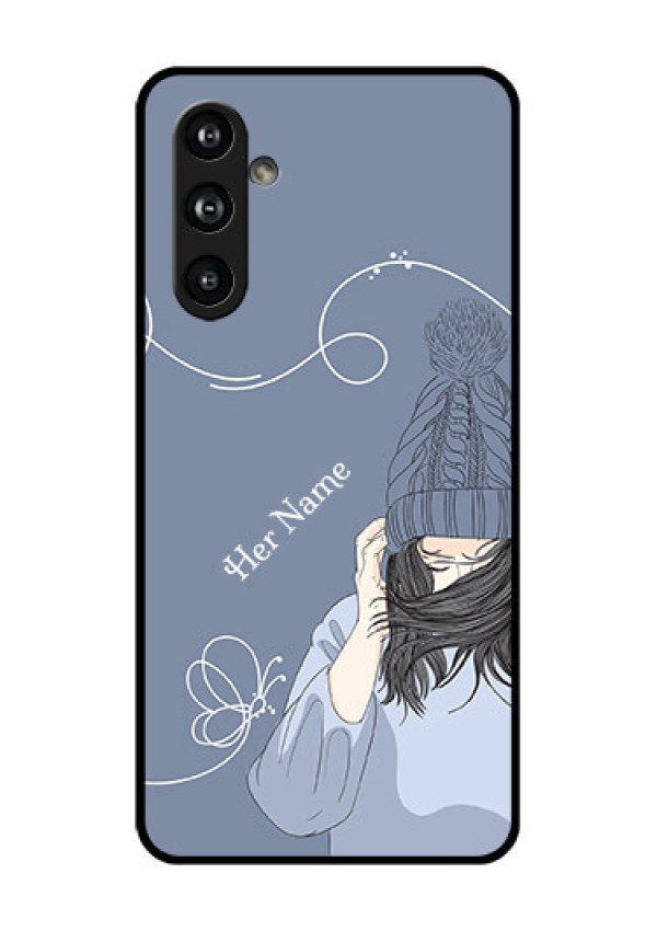 Samsung Galaxy F54 5G Custom Glass Phone Case - Girl In Winter Outfit Design