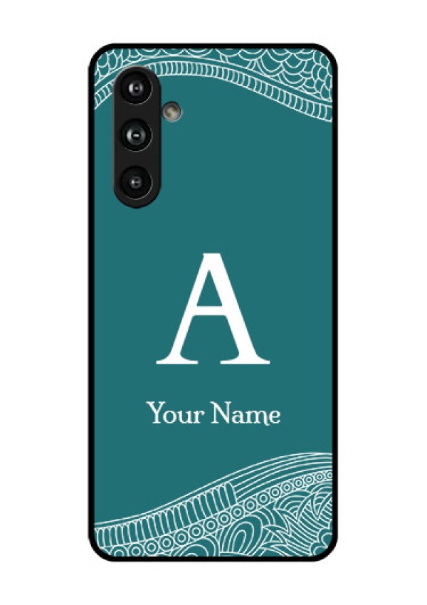 Samsung Galaxy F54 5G Custom Glass Phone Case - Line Art Pattern With Custom Name Design