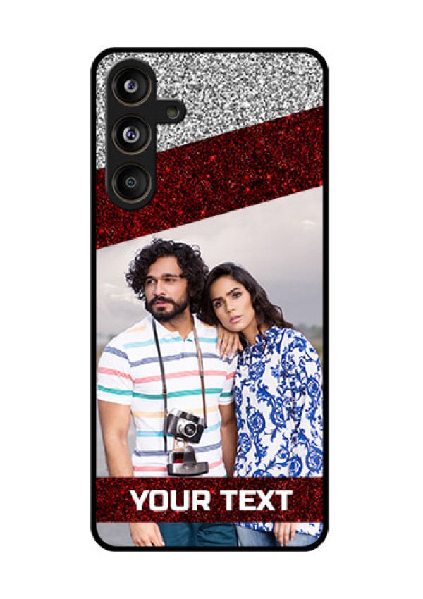 Samsung Galaxy F55 5G Custom Glass Phone CaseImage Holder With Glitter Strip Design