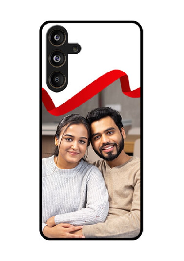 Samsung Galaxy F55 5G Custom Glass Phone CaseRed Ribbon Frame Design