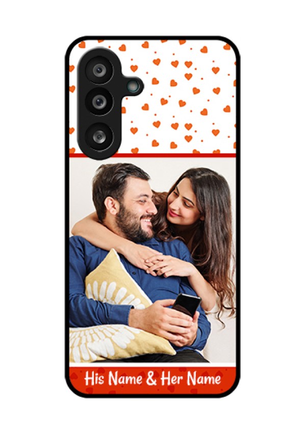 Samsung Galaxy F56 5G Custom Glass Phone Case - Orange Love Symbol Design