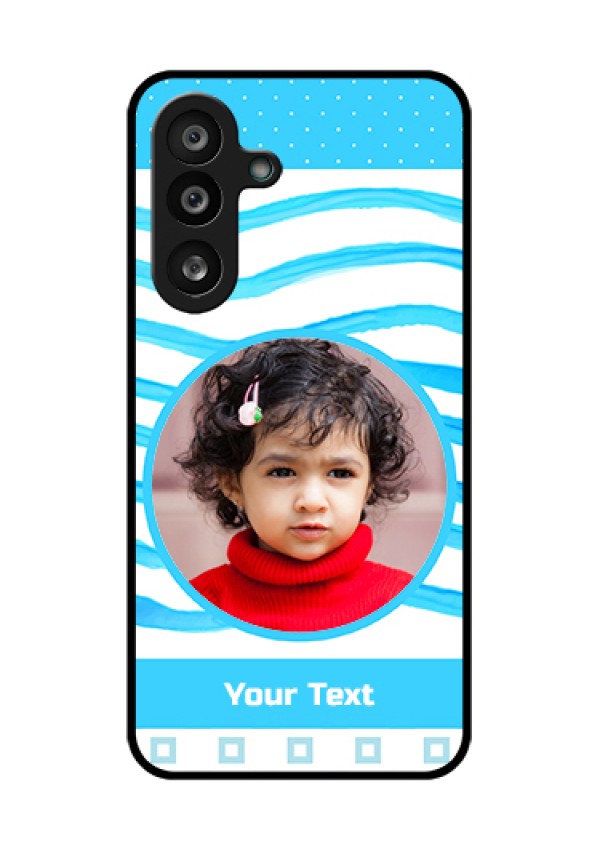 Samsung Galaxy F56 5G Custom Glass Phone Case - Simple Blue Case Design