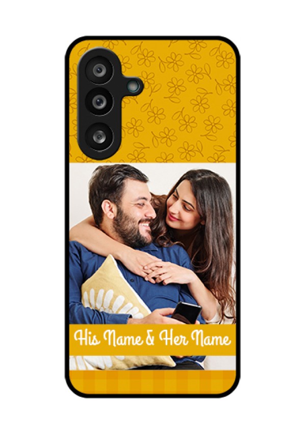 Samsung Galaxy F56 5G Custom Glass Phone Case - Yellow Floral Design