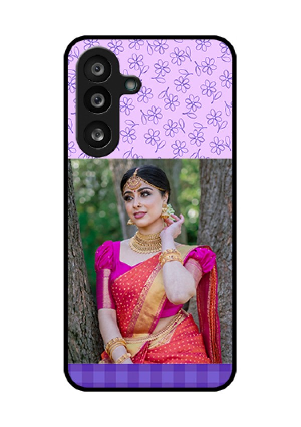 Samsung Galaxy F56 5G Custom Glass Phone Case - Purple Floral Design