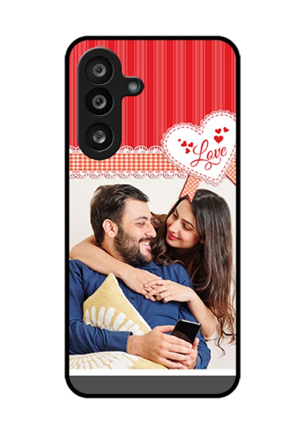 Samsung Galaxy F56 5G Custom Glass Phone Case - Red Love Pattern Design