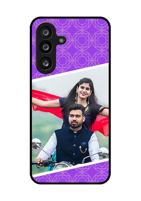 Samsung Galaxy F56 5G Custom Glass Phone Case - Violet Color Pattern Design