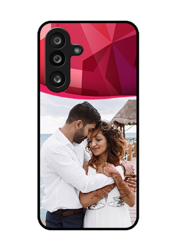 Samsung Galaxy F56 5G Custom Glass Phone Case - Red Abstract Design