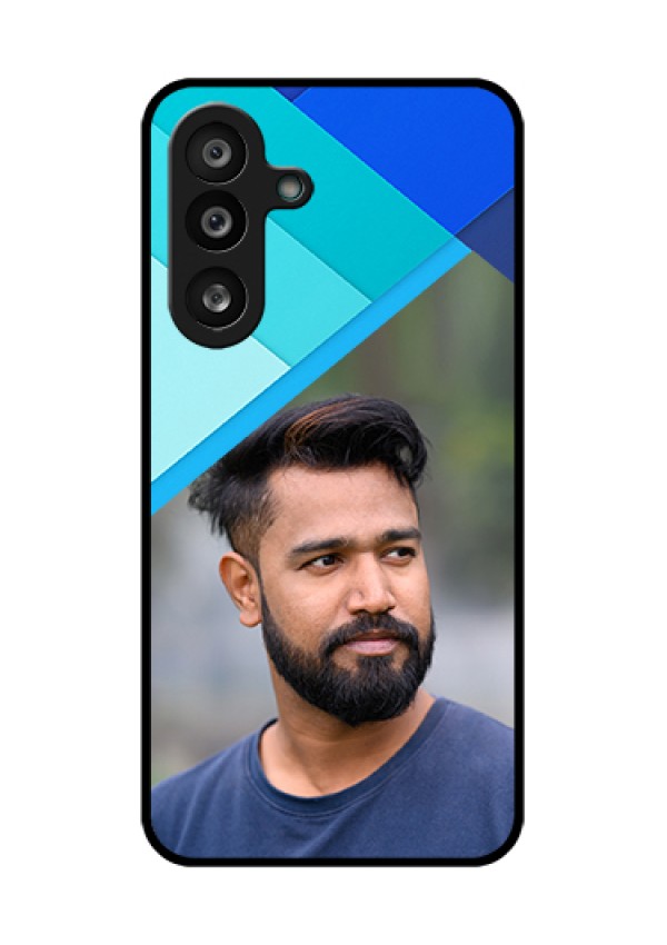Samsung Galaxy F56 5G Custom Glass Phone Case - Blue Pattern Design