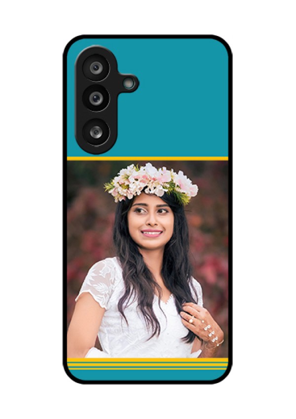 Samsung Galaxy F56 5G Custom Glass Phone Case - Yellow & Blue Design