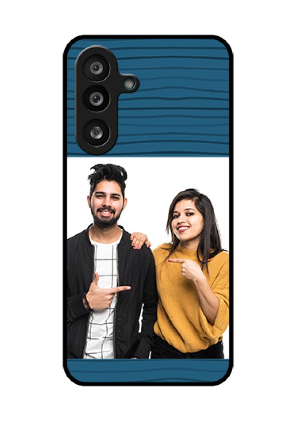 Samsung Galaxy F56 5G Custom Glass Phone Case - Blue Pattern Cover Design