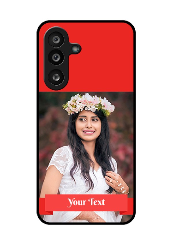 Samsung Galaxy F56 5G Custom Glass Phone Case - Simple Red Color Design
