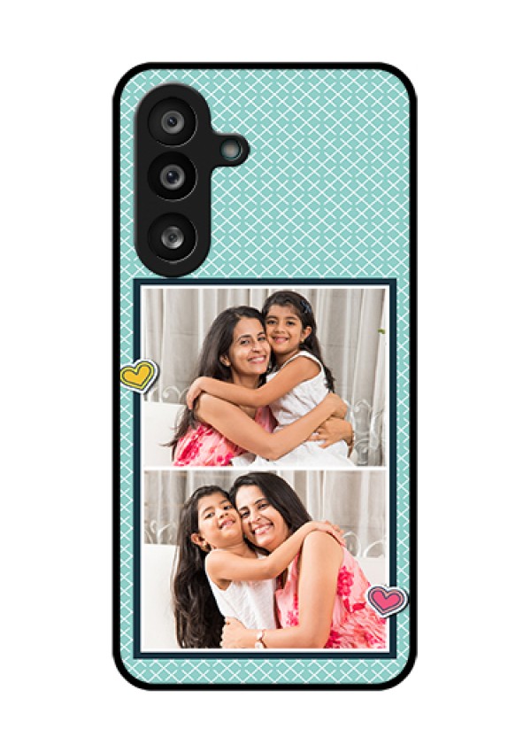 Samsung Galaxy F56 5G Custom Glass Phone Case - 2 Image Holder With Pattern Design