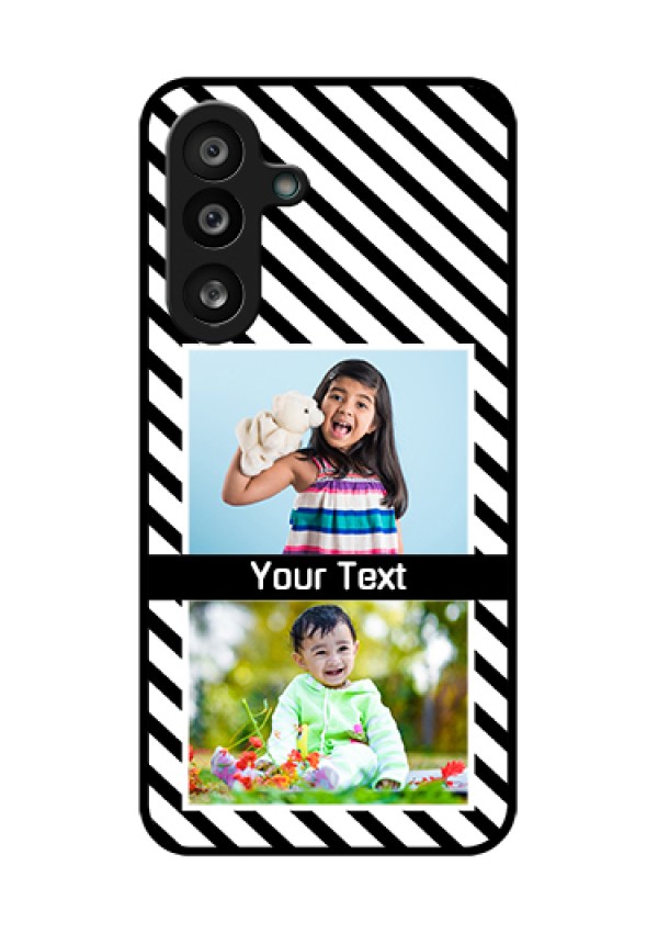 Samsung Galaxy F56 5G Custom Glass Phone Case - Black And White Stripes Design