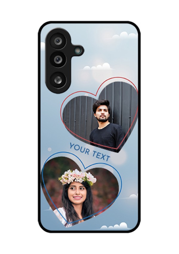 Samsung Galaxy F56 5G Custom Glass Phone Case - Blue Color Couple Design