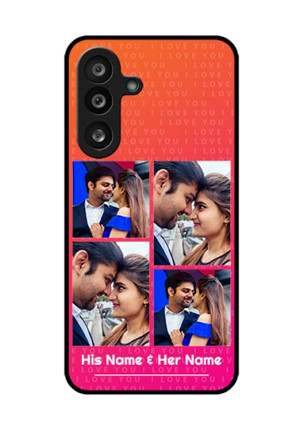 Samsung Galaxy F56 5G Custom Glass Phone Case - I Love You Pink Design
