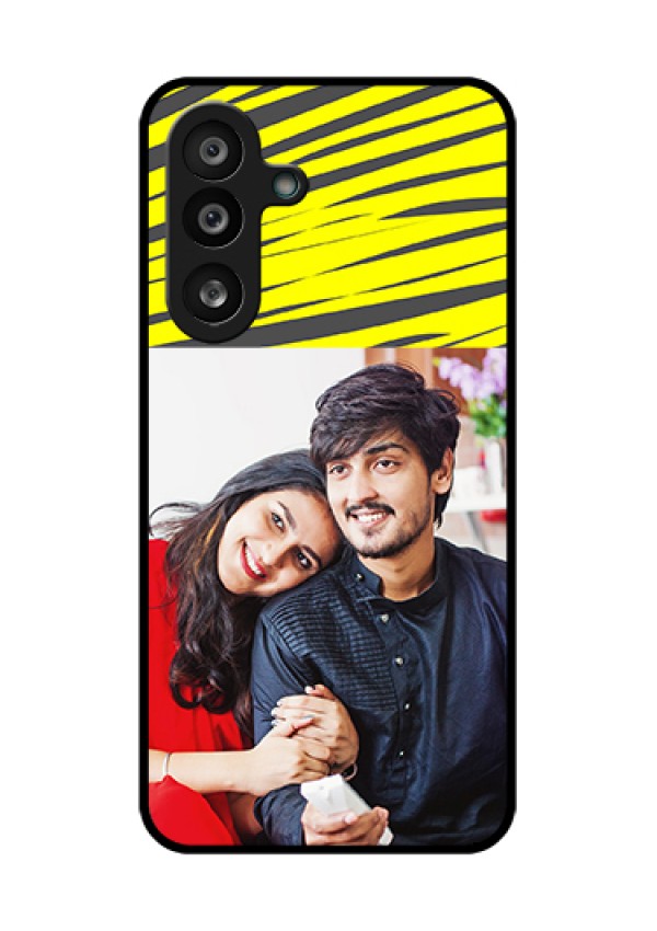 Samsung Galaxy F56 5G Custom Glass Phone Case - Yellow Abstract Design