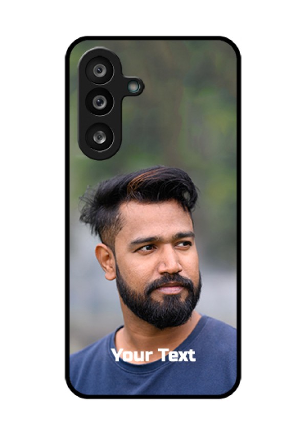 Samsung Galaxy F56 5G Custom Glass Phone Case - Photo With Text Design