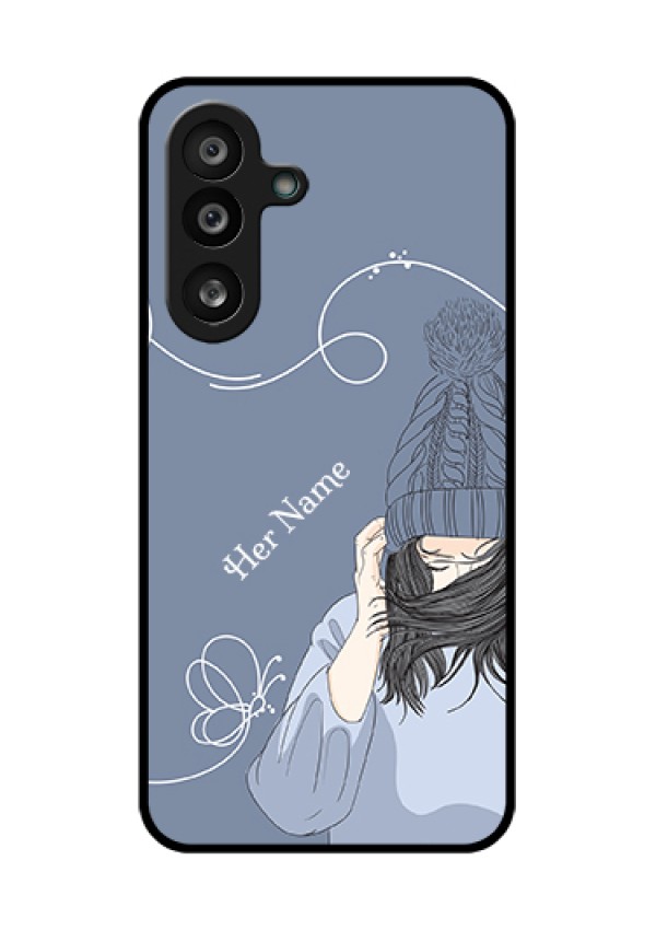 Samsung Galaxy F56 5G Custom Glass Phone Case - Girl In Winter Outfit Design