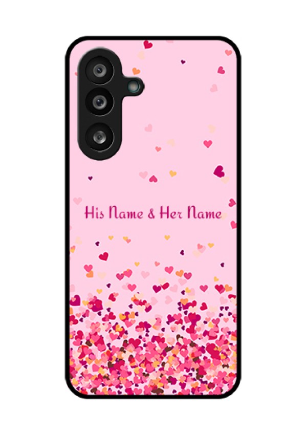 Samsung Galaxy F56 5G Custom Glass Phone Case - Floating Hearts Design