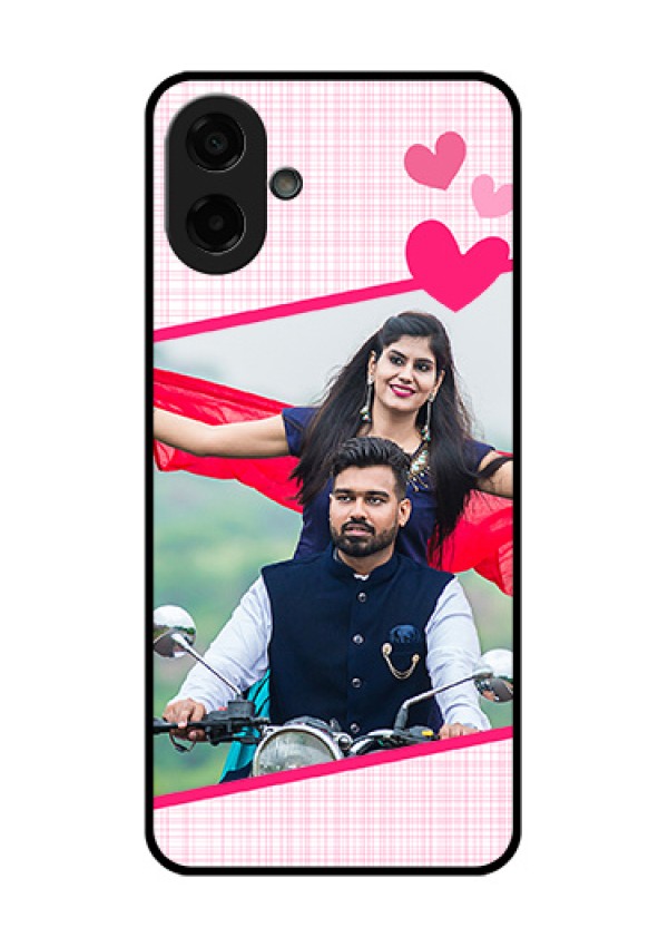Samsung Galaxy F70e 5G Custom Glass Phone Case - Love Shape Heart Design