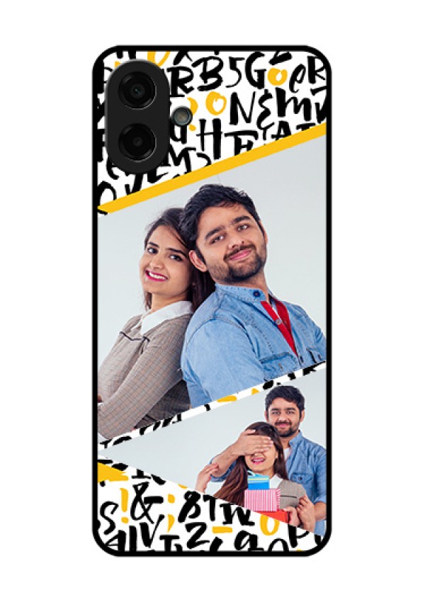 Samsung Galaxy F70e 5G Custom Glass Phone Case - Letters Pattern Design