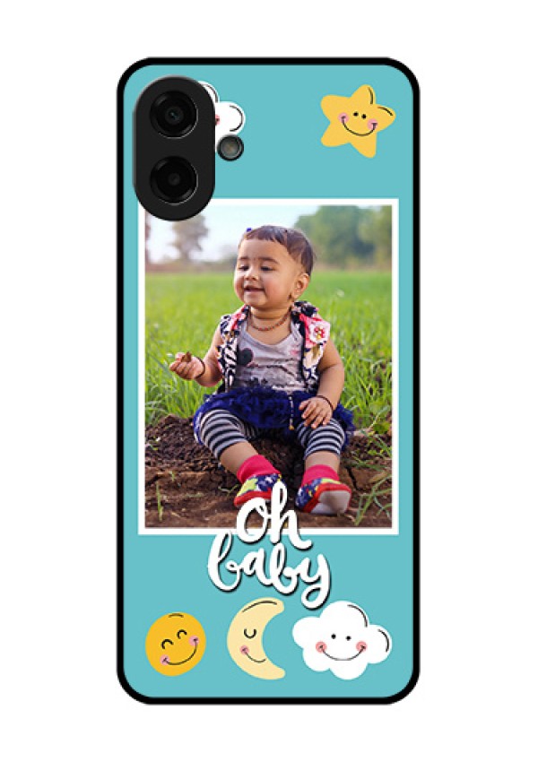 Samsung Galaxy F70e 5G Custom Glass Phone Case - Smiley Kids Stars Design