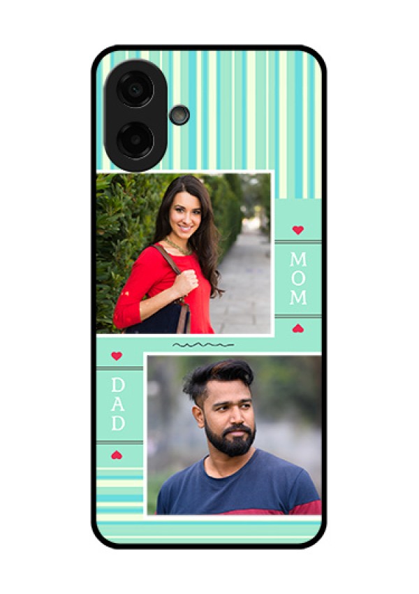 Samsung Galaxy F70e 5G Custom Glass Phone Case - Mom & Dad Pic Design