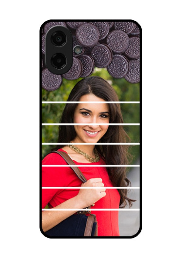 Samsung Galaxy F70e 5G Custom Glass Phone Case - With Oreo Biscuit Design