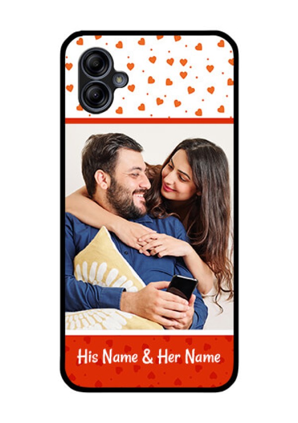 Galaxy M04 Custom Glass Phone Case - Orange Love Symbol Design