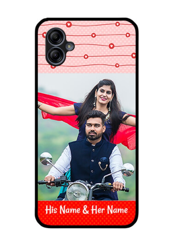 Galaxy M04 Personalized Glass Phone Case - Red Pattern Case Design
