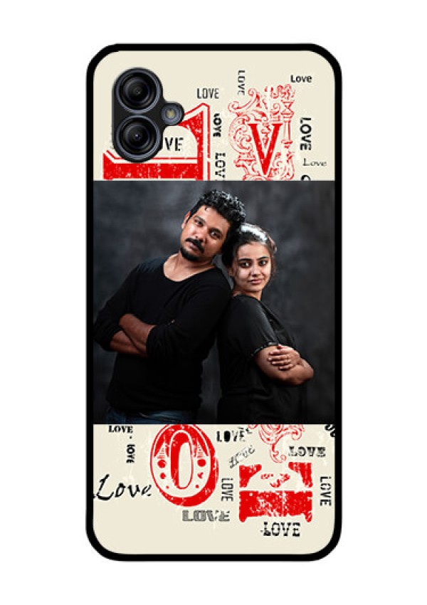 Galaxy M04 Photo Printing on Glass Case - Trendy Love Design Case
