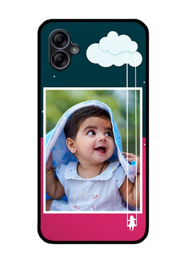 Galaxy M04 Custom Glass Phone Case - Cute Girl with Cloud Design