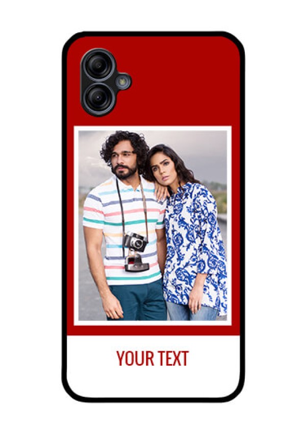 Galaxy M04 Personalized Glass Phone Case - Simple Red Color Design