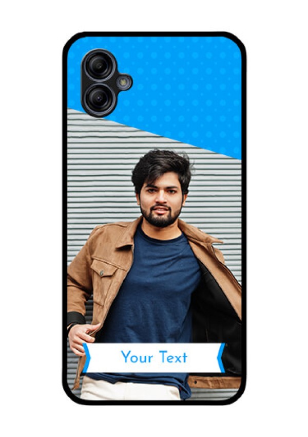 Galaxy M04 Photo Printing on Glass Case - Simple Blue Color Design