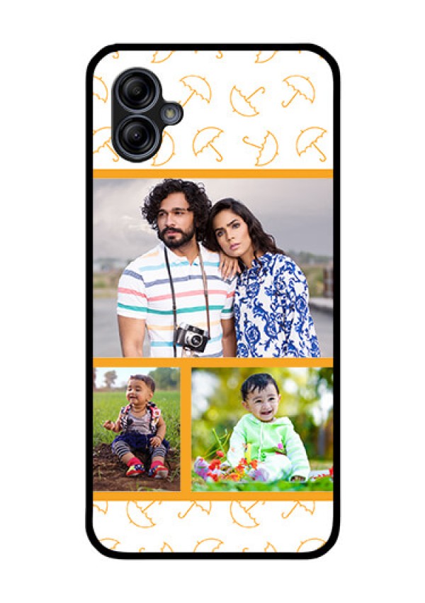 Galaxy M04 Custom Glass Mobile Case - Yellow Pattern Design