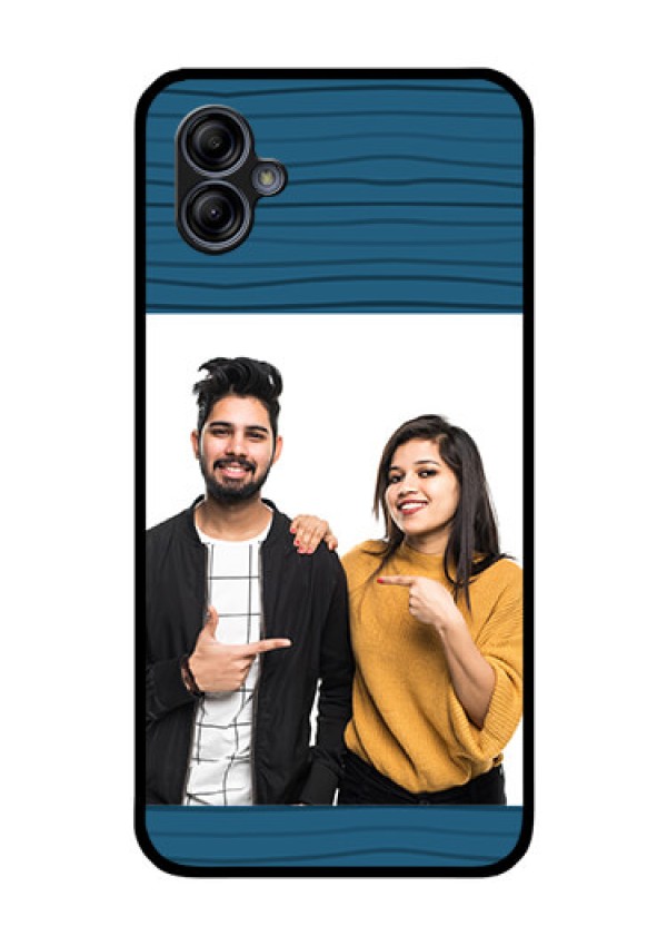Galaxy M04 Custom Glass Phone Case - Blue Pattern Cover Design