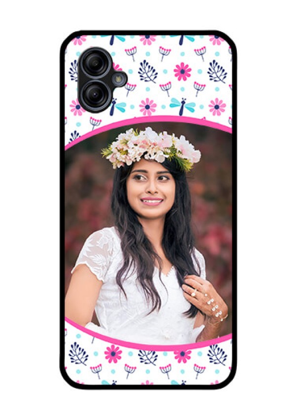 Galaxy M04 Photo Printing on Glass Case - Colorful Flower Design