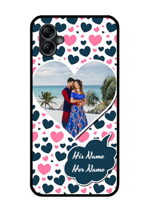 Galaxy M04 Custom Glass Phone Case - Pink & Blue Heart Design