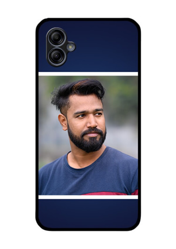 Galaxy M04 Personalized Glass Phone Case - Simple Royal Blue Design