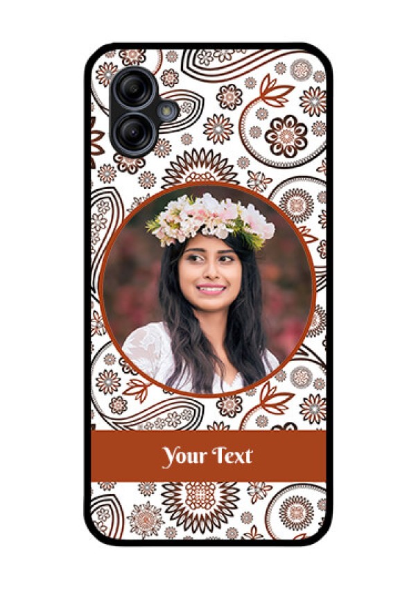 Galaxy M04 Custom Glass Mobile Case - Abstract Flower Design