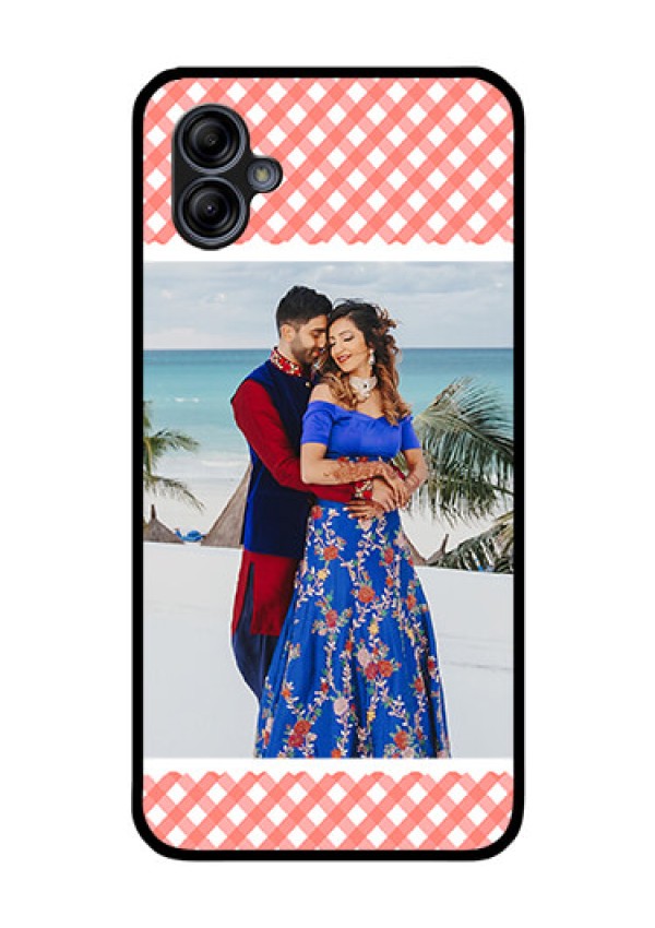 Galaxy M04 Personalized Glass Phone Case - Pink Pattern Design