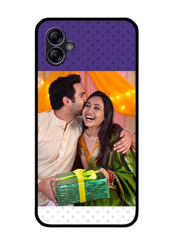 Galaxy M04 Personalized Glass Phone Case - Violet Pattern Design