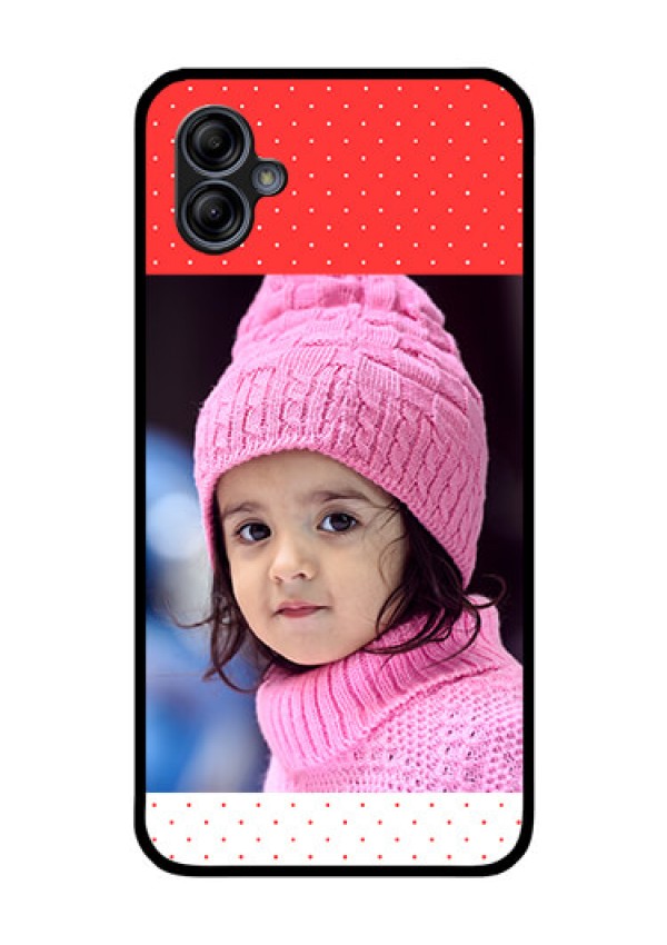 Galaxy M04 Photo Printing on Glass Case - Red Pattern Design
