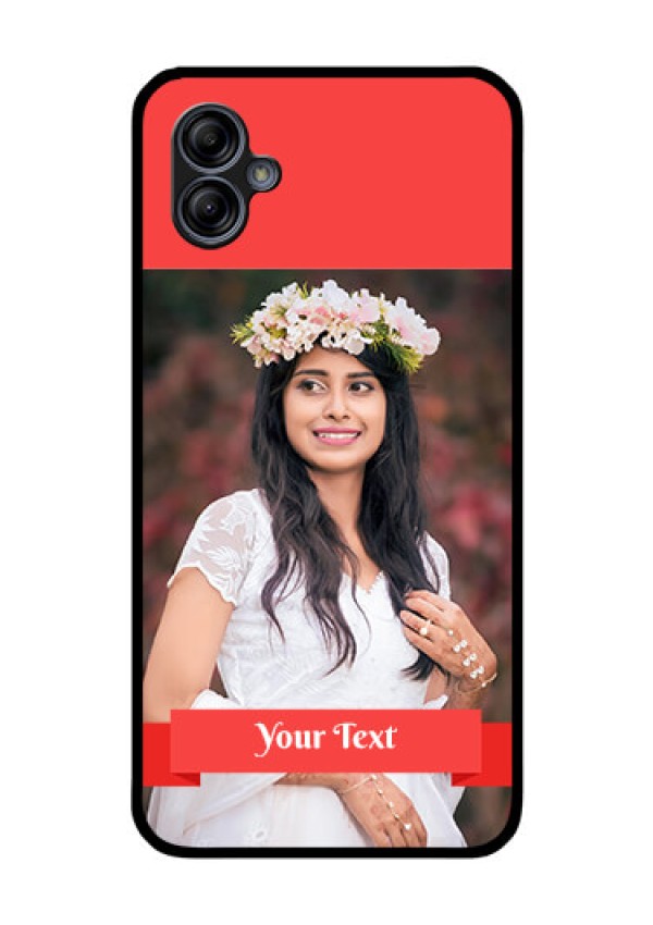 Galaxy M04 Custom Glass Phone Case - Simple Red Color Design