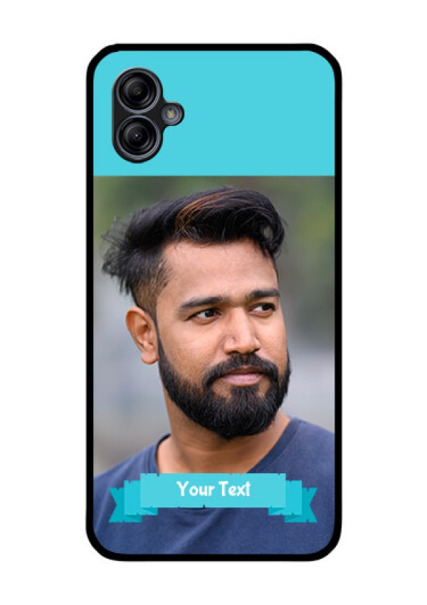 Galaxy M04 Personalized Glass Phone Case - Simple Blue Color Design