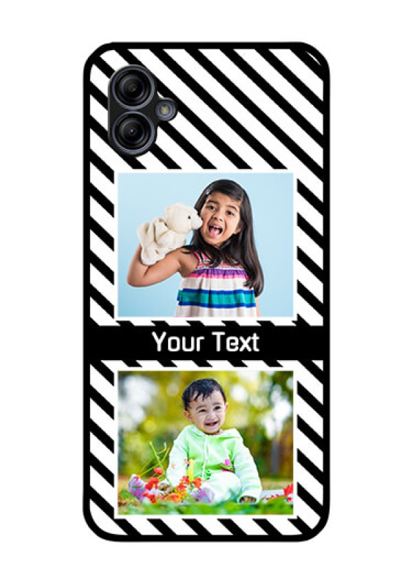 Galaxy M04 Photo Printing on Glass Case - Black And White Stripes Design