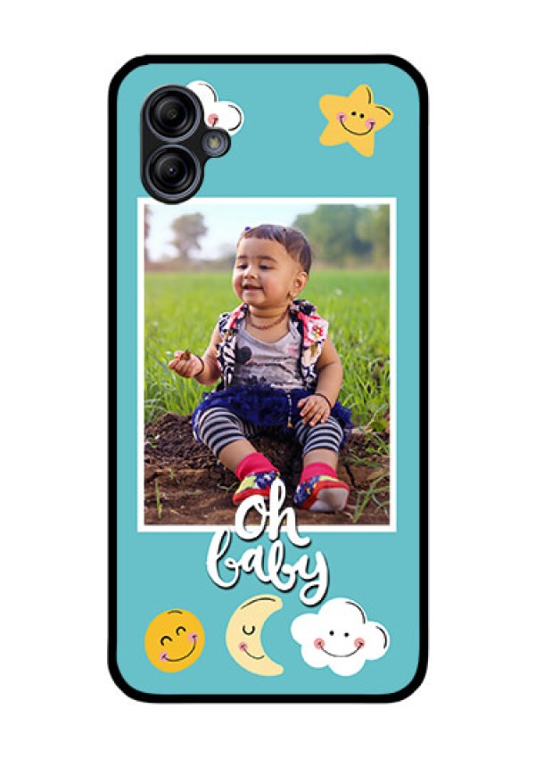 Galaxy M04 Personalized Glass Phone Case - Smiley Kids Stars Design