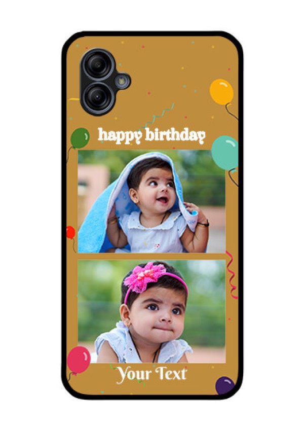 Galaxy M04 Personalized Glass Phone Case - Image Holder with Birthday Celebrations Design