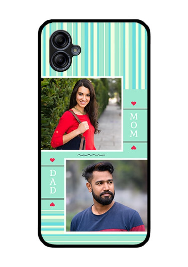 Galaxy M04 Custom Glass Phone Case - Mom & Dad Pic Design